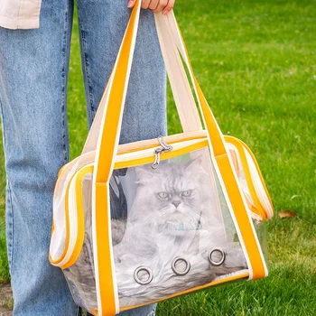 Turuncu Şeffaf evcil hayvan taşıyıcı Çanta Kedi Sırt Çantası Seyahat Çantası Taşınabilir Köpek Taşıma Çantası Uzay Kapsülü Açık evcil hayvan aksesuarları