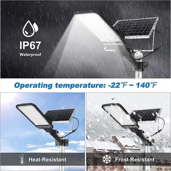 100W dış mekan güneş sokak lambası, alacakaranlıktan şafağa kadar LED güvenlik projektör hareket sensörü IP67 suya dayanıklı