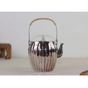 Gümüş pot 999 ayar gümüş el yapımı çay seti Japon retro çaydanlık su ısıtıcısı ev çay töreni Kung Fu çay seti 220ml