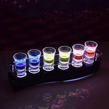 Şarj edilebilir Akrilik LED şarap bardağı Tutucu 6 Bardak Kokteyl cam led shot bardaklık Light Up Servis Tepsisi Bar KTV Gece Kulübü