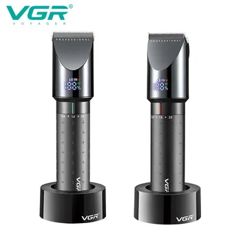 VGR pet saç düzeltici V698 USB şarj edilebilir saç kesme makinesi güçlü berber yağ kafa kesme beyazlatma gravür saç oyma LCD