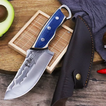 Mutfak kemiksi saplı bıçak Et Cleaver Paslanmaz Çelik Dilimleme Bıçağı Keskin Açık kamp bıçağı Barbekü Bıçağı Bıçak Kapağı