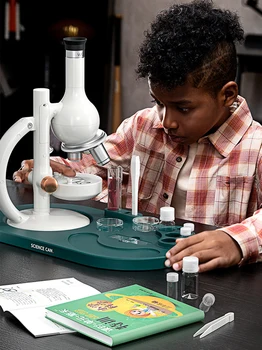 Mikroskop Kitleri Çocuklar Bilim Oyuncaklar Montessori Teknoloji Biyoloji Deney Öğretim Yardımcıları Çocuklar İçin Eğitici Oyuncaklar