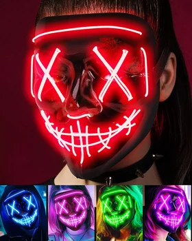 Kablosuz Cadılar bayramı Neon Led tasfiye maskesi Masquerade karnaval parti maskeleri ışık karanlıkta aydınlık Cosplay kostüm malzemeleri