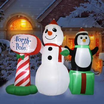 Noel şişme açık hava süslemeleri 2.1 m şişme kardan adam penguen kılavuz noel süslemeleri LED ışıkları ile oyuncaklar