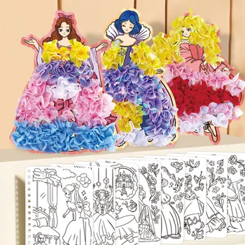 El yapımı DIY Fantezi Elbise-up Alay Eğlenceli Prenses Yedek yapışkan kitap Çocuk Boyama El Yapımı Oyuncaklar Kız Hediyeler