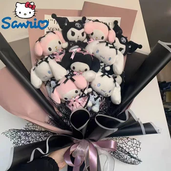 2023 Yeni Sanrio Peluş Buket Çiçek Bebek Kız sevgililer Günü Kuromi Melodi Cinnamoroll Hellokitty Peluş Karikatür Doğum Günü