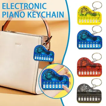 Mini Piyano Anahtarlık Yaratıcılık Çocuk Oyuncakları Şeffaf Elektronik Klavye Anahtarlık Enstrüman Oyuncak Piyano Kolye Çocuk