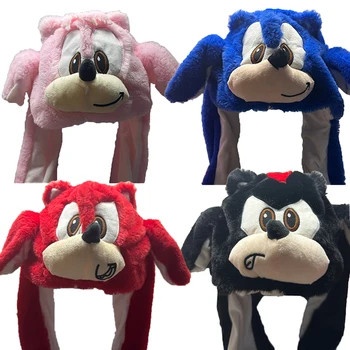 Sonic Kirpi Gölge Knuckles led ışık Up Peluş Şapka Hareketli Kulaklar Cosplay Kostüm Tema Parti Malzemeleri Şapkalar Çocuklar Kız