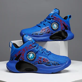 Moda Mavi Nefes Çocuk Basketbol Sneakers Erkek Platformu kaymaz Çocuk spor ayakkabı Yüksek Kalite Kızlar Sneakers Ayakkabı