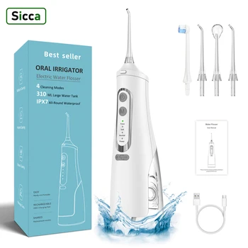 Oral Irrigator USB Şarj Edilebilir diş duşu Taşınabilir diş su jeti 310ML Su Deposu IPX7 Su Geçirmez Diş Temizleyici Seyahat