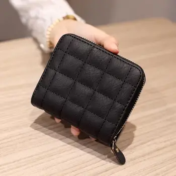 Moda Kısa Cüzdan Kadınlar için PU Deri Kadın Ekose Çanta kartlıklı cüzdan Küçük Fermuarlı cüzdan bozuk para cüzdanı saklama çantası