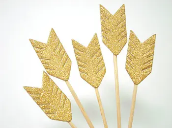 Altın Glitter Ok Cupcake Toppers yiyecek kürdanları Bekarlığa Veda Bekarlığa Veda Düğün Gelin Nişan İç Çamaşırı Parti