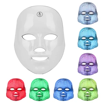 Taşınabilir akülü 7 renk led yüz maskesi ışık therapi cilt gençleştirme led güzellik maskesi