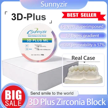 Sunnyzir 3D Pro zirkonyum blok Açık Sistem Yarı Saydamlık 43 %-57 % Diş CAD Restorasyon Malzemeleri Kaplama Kakma Köprü