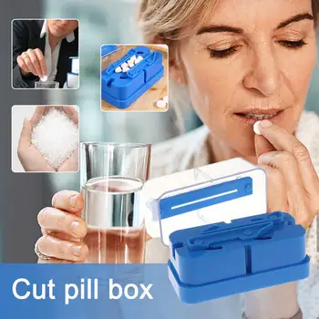 Ilaç Hap Kesici Kutusu Taşınabilir İlaç Kutusu Kullanışlı Değirmeni Tablet Tutucu İlaç Hap Splitter Splitter Kesici Hap Bölücü B9Y0