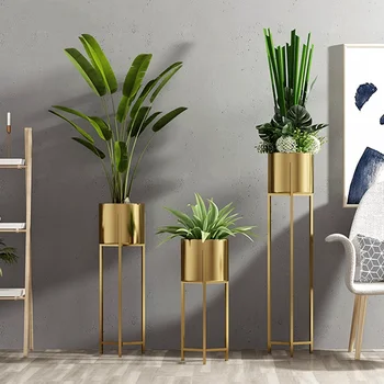Yüksek Kaliteli Kapalı Bitki Standı Ekran Modern Oturma Odası Lüks Çiçek Raf Zemin Altın Estantes Para Plantas Mobilya