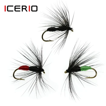 ICERIO 12 ADET Kırmızı / Yeşil / Siyah Karınca Kuru Sinek Alabalık Balıkçılık Cazibesi Yemler #10