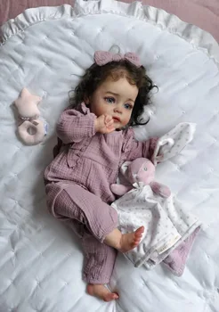 60cm Zaten Boyalı Bitmiş Yeniden Doğmuş Bebek SueSue 3D Cilt Görünür Damarlar Köklü Saç Sevimli Yumuşak Vücut Bebek Oyuncak Figürü Kız Hediye
