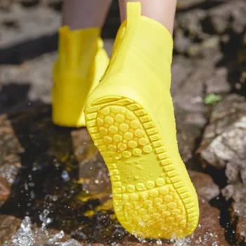 En iyi Çizmeler Su Geçirmez Ayakkabı Kapağı Açık Yağmurlu Günler Silikon Malzeme Unisex Ayakkabı Koruyucuları kaymaz Kullanımlık yağmur çizmeleri Kapak