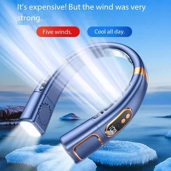 Yeni Şarj Boyun Fanı 5 Hız Taşınabilir dijital ekran Şarj Edilebilir Taşınabilir Bladeless Elektrikli fan Klima Spor İçin