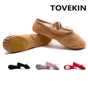 Kızlar Tuval bale ayakkabıları Düz Bale Dans Terlik Dans ayakkabıları Yetişkin Kadın Çocuk Çocuk Klasik Bölünmüş Taban Yumuşak Deri