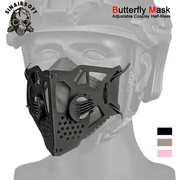 Taktik Cyberpunk Yüz Maskesi Değiştirilebilir Yarım maske Filtresi Ayarlanabilir Kayış Cadılar Bayramı Cosplay Kelebek Maskesi Airsoft Paintball