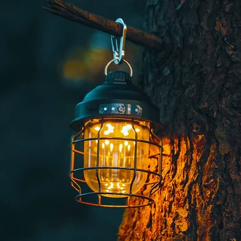 Kamp Taşınabilir LED Lamba Ayarlanabilir Açık Çadır Asılı atmosfer ışığı Retro Bahçe Dekorasyon