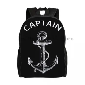 Kaptan Çapa Sırt Çantaları Erkekler Kadınlar için Okul Koleji Öğrenci Bookbag 15 İnç Dizüstü Uyar Denizcilik Sailor Macera Çanta