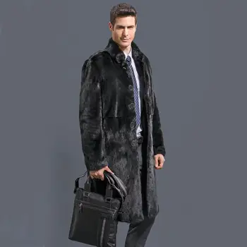 2021 Yeni Moda Erkek Sansar Kadife Vizon Giyim Erkekler Siyah Faux Kürk Palto Ceket Kış Sıcak