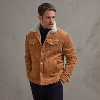 100 % Pamuk Kadife Sonbahar Kış Ceket Erkekler Kaşmir Amerikan Rahat Erkek Ceket Bahar Kalın Vintage erkek giyim 2023