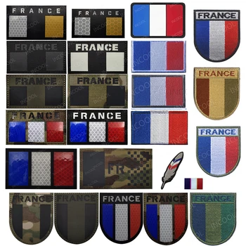 Fransa Fransız IR Kızılötesi Yansıtıcı Bayrak Yamalar Taktik Askeri Amblem Nakış Rozetleri Aplike Dekoratif Çıkartmalar Şerit