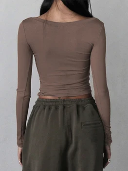 Kadın V Yaka Dantel Trim Nervürlü Örgü Uzun Kollu Düğme Bluz - Şık Slim Fit Casual Tunik Düz Renk