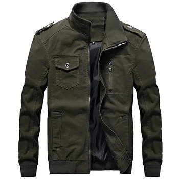 100 % Pamuklu erkek ceket Yıkanmış Çok cep 3D Askeri Giyim jaqueta masculino Erkek İlkbahar Sonbahar Standı Yaka Ceketler 6XL