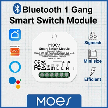 MOES Tuya akıllı Bluetooth 1Gang / 2 Gang anahtarı modülü DIY ışık kesici akıllı yaşam APP kontrolü, Alexa Google Ev ile çalışmak, 1 / 2Way