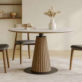Ürün özelleştirilebilir. Iskandinav katı ahşap yuvarlak masa modern minimalist tasarımcı aile boyutu dairesel yemek masası r