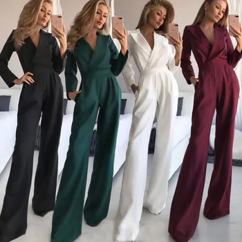 2023 Yeni kadın Giyim Yeni Ürün Uzun Kollu Slim Fit Tulum Düz Renk Pantolon