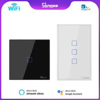 SONOFF Wifi TX Akıllı Duvar Dokunmatik Anahtarı T0 T1 T2 T3 AB ABD İNGİLTERE 1/2 / 3Gang Akıllı Ev Kontrolü İçin eWeLink APP RF433 Alexa Google Ev