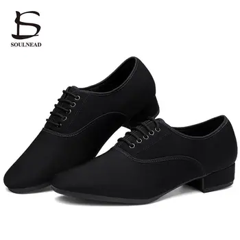 Erkek Latin Salsa Dans Ayakkabıları Siyah Kumaş Balo Salonu Ayakkabı Artı Boyutu 38-46 Uygulama Yarışması dans ayakkabıları Adam Dans Sneakers