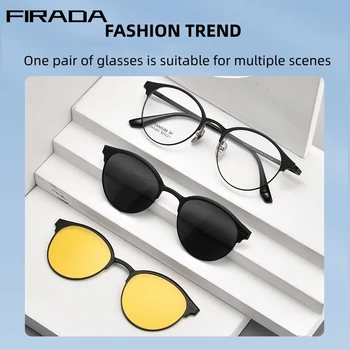 FİRADA Moda Gözlük erkek Vintage Yuvarlak Titanyum Mıknatıs Gözlük Optik Reçete Gözlük Çerçevesi Erkekler Ve Kadınlar İçin 9912T