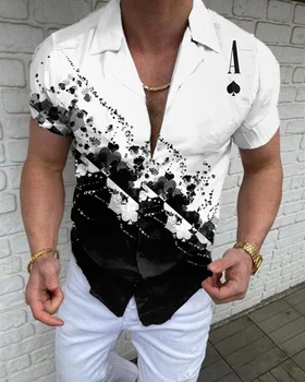 Yaz moda 3D gömlek erkek büyük plaj erkek gömleği kısa kollu maça Bir baskı Hawaii üst giyim gömlek 2023 yeni