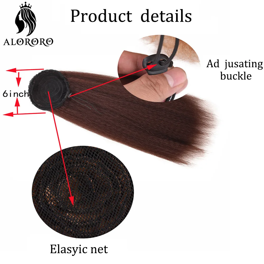 Alororo Afro Uzun Düz Puf At Kuyruğu Sentetik Saç İpli At Kuyruğu saç ekleme Mısır Kıvırcık Yaki Postiş Kadınlar İçin - 3