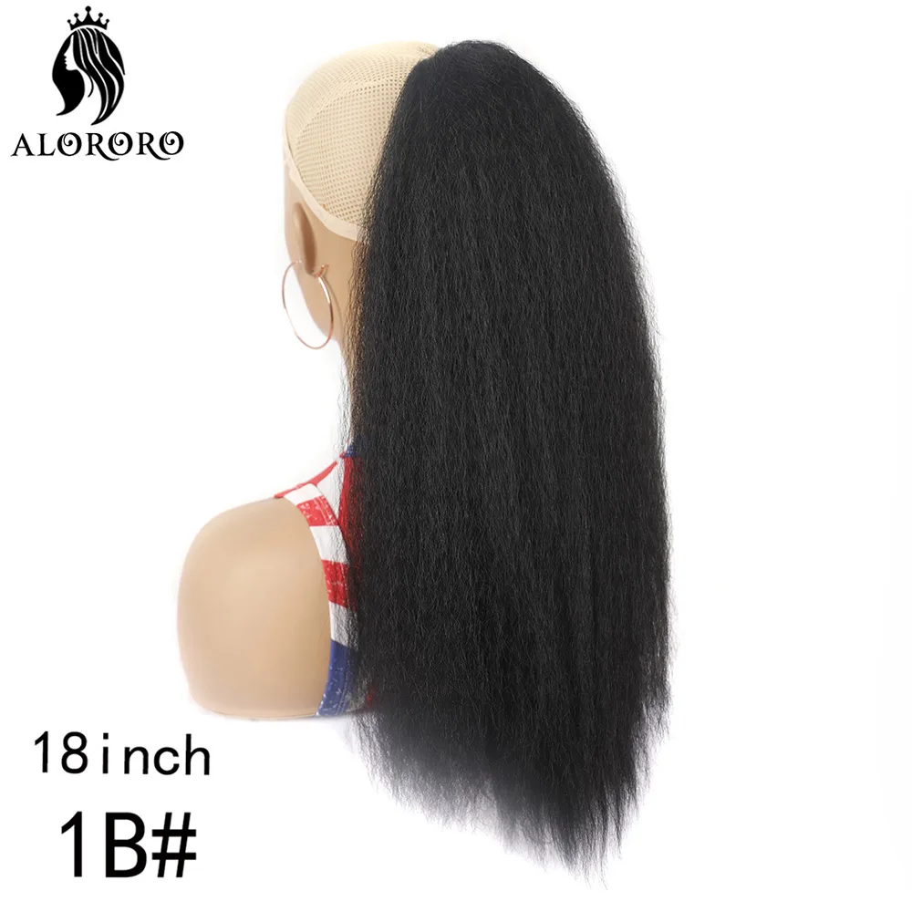 Alororo Afro Uzun Düz Puf At Kuyruğu Sentetik Saç İpli At Kuyruğu saç ekleme Mısır Kıvırcık Yaki Postiş Kadınlar İçin - 4