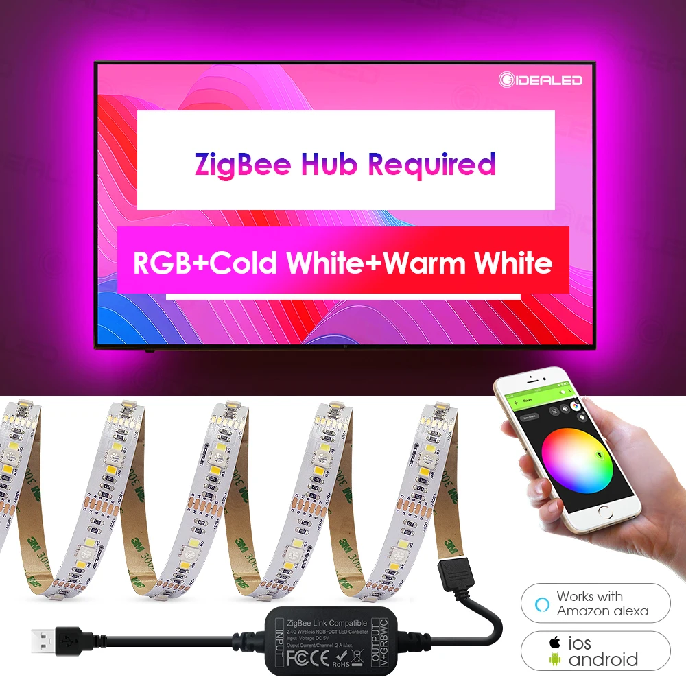 Akıllı tv ZigBee led rgbcct mini denetleyici şerit ışık 5V Usb denetleyicisi Alexa Echo artı ses kontrolü zigbee hub smartthings - 1