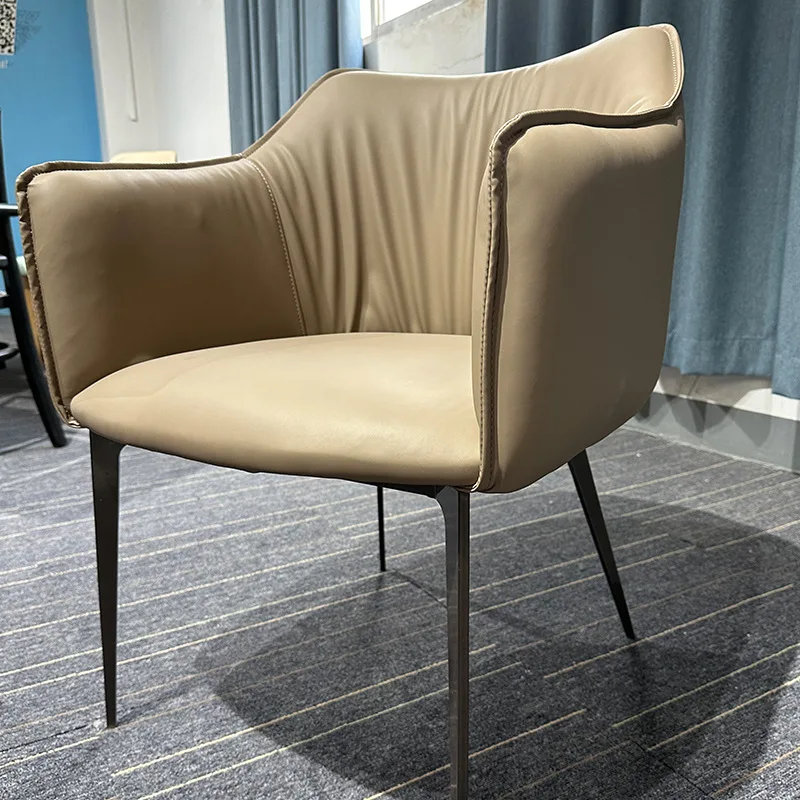 XX53İtalyan minimalist yemek sandalyesi ev deri sanat arka ışık lüks kitap sandalye modern basit boş sandalye satış ofisi negot - 0
