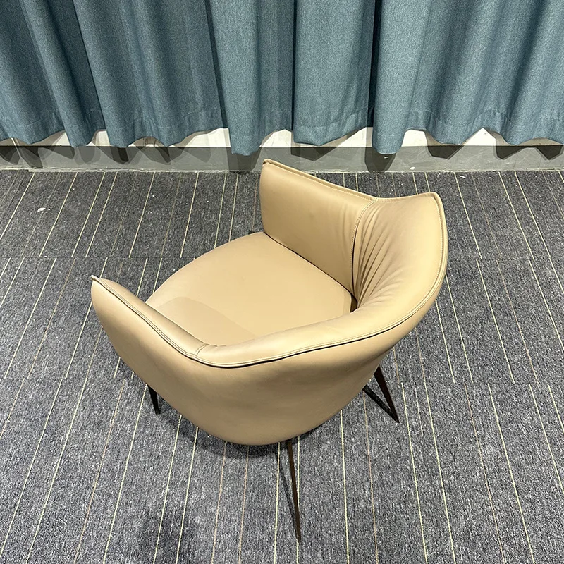 XX53İtalyan minimalist yemek sandalyesi ev deri sanat arka ışık lüks kitap sandalye modern basit boş sandalye satış ofisi negot - 1