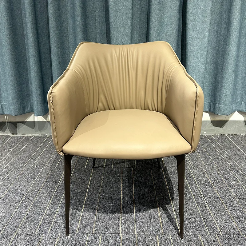 XX53İtalyan minimalist yemek sandalyesi ev deri sanat arka ışık lüks kitap sandalye modern basit boş sandalye satış ofisi negot - 2