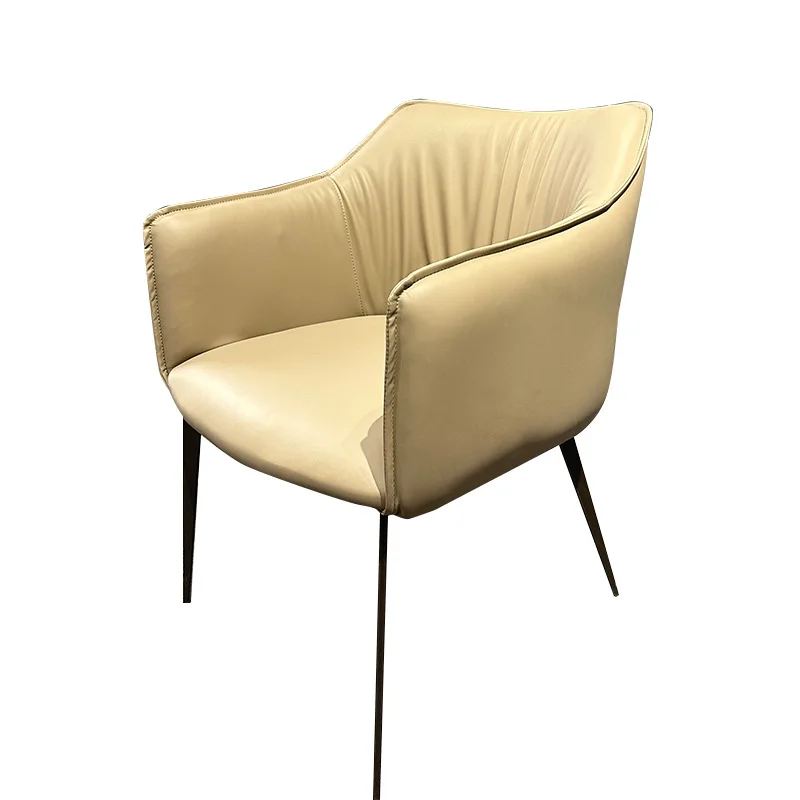 XX53İtalyan minimalist yemek sandalyesi ev deri sanat arka ışık lüks kitap sandalye modern basit boş sandalye satış ofisi negot - 3