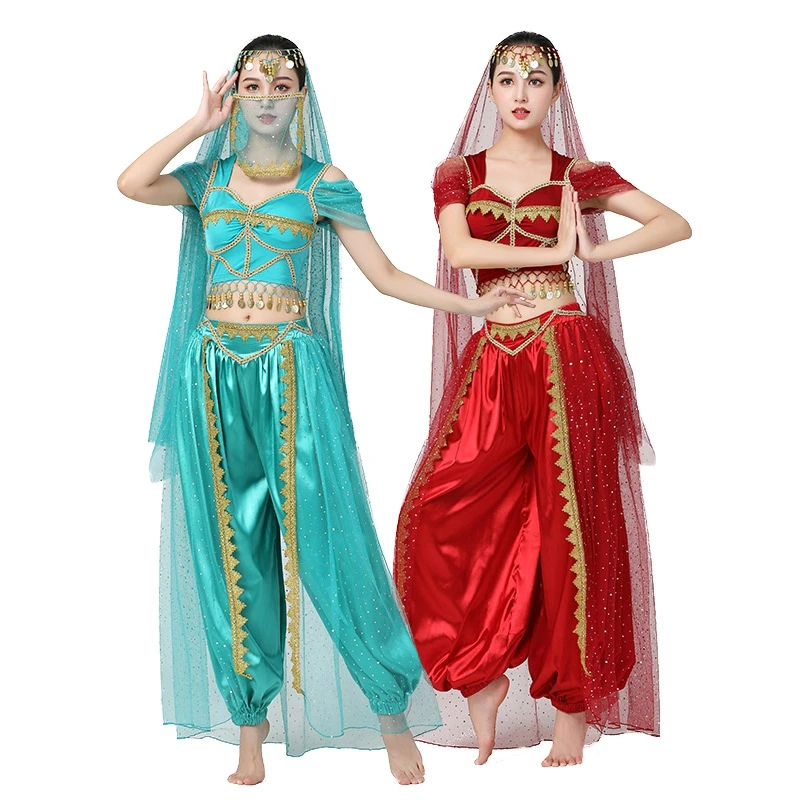 Oryantal Dans Kostümleri Set Kadın Oryantal Dans Kız Oryantal Dansçı Hindistan Oryantal Dans Elbise Bellydance Hint 4 adet / takım - 4