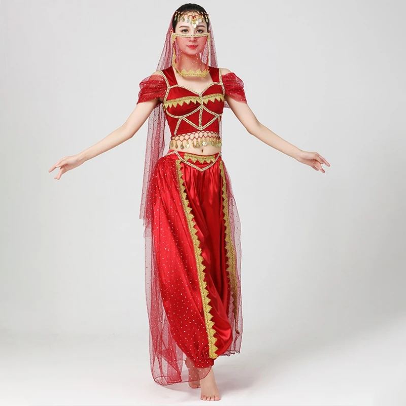 Oryantal Dans Kostümleri Set Kadın Oryantal Dans Kız Oryantal Dansçı Hindistan Oryantal Dans Elbise Bellydance Hint 4 adet / takım - 5